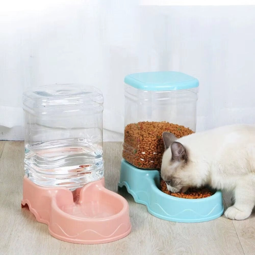Automatic Pet Feeder Large Cat Dog Food Dispenser Water Fountain Drink Bowl